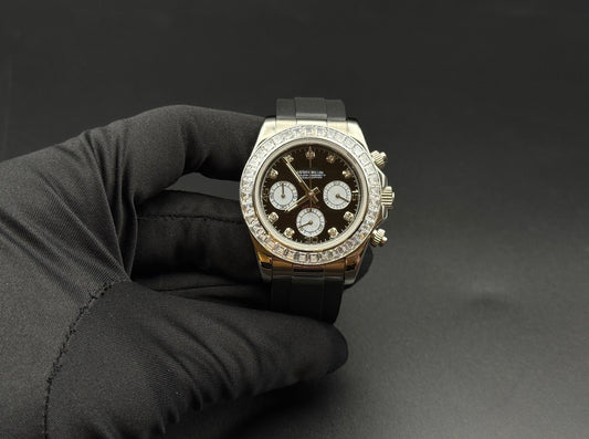 MOD CHRONOGRAPHE ACIER DIAMANTS