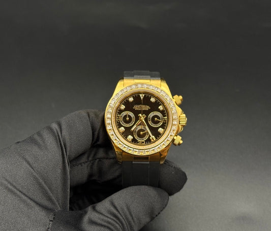 MOD CHRONOGRAPHE METEORITE OR JAUNE DIAMANT